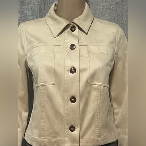 New*Matilda Crop Faux Suede Trucker Crop Jacket~XSMALL~in tan